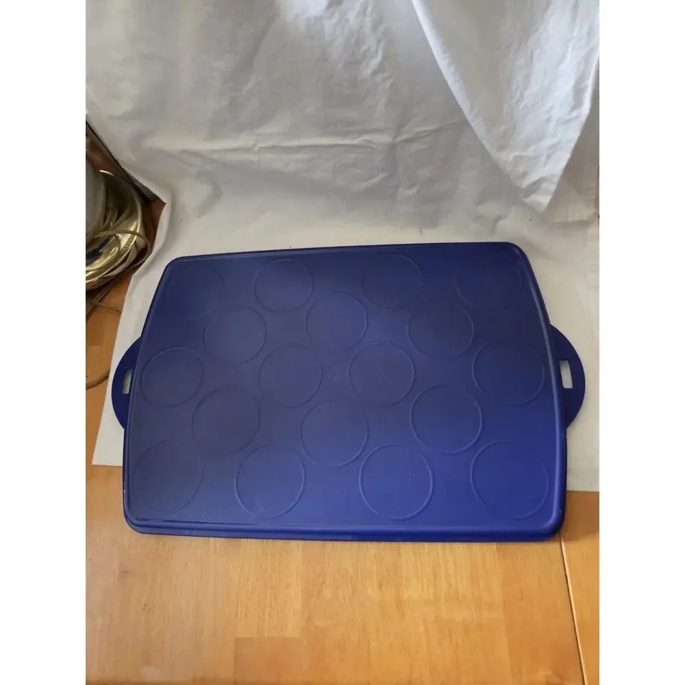 Tupperware Rectangle Bake N Take Cake Cupcake Carrier Blue #3861A-1 Clear Lid